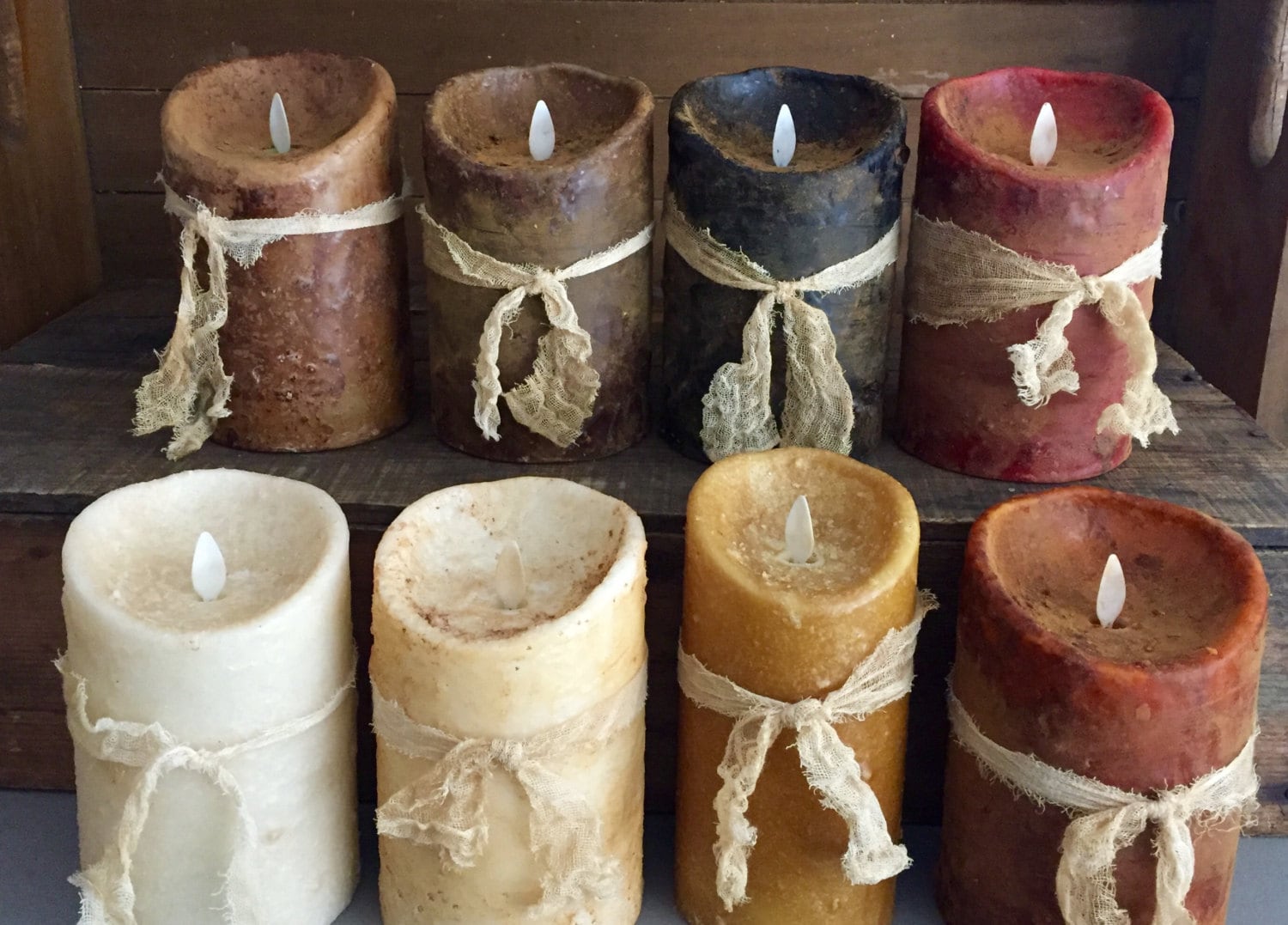 3.5x 7 Primitive moving flame flameless TIMER pillar candle