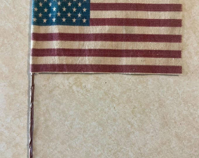 CUSTOM Set of 4 Primitive Americana Flags, Tea Stained Grungy Mini Flags