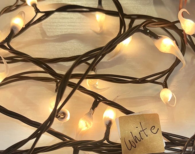 Raggedy junction hand dipped primitive silicone teeny rice lights electric “creamy white"