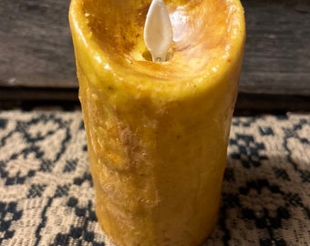 2.25x4” Raggedy Junction Primitive moving flame flameless TIMER  pillar candle