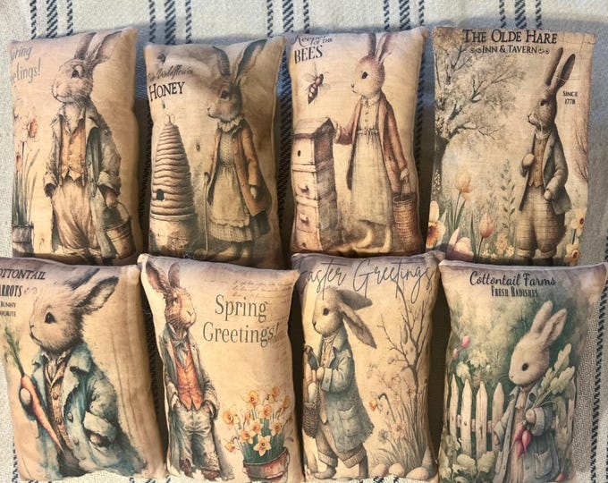 Primitive Easter rabbit spring pillow shelf tuck