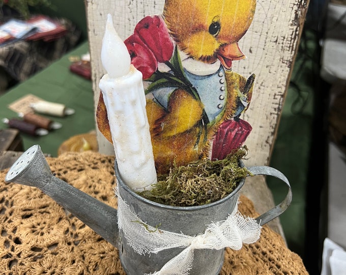 Raggedy junction primitive Easter watering can