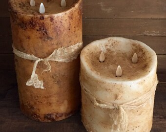 6"x10" triple flame moving flame candle