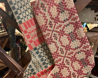 10x5” coverlet primitive stocking