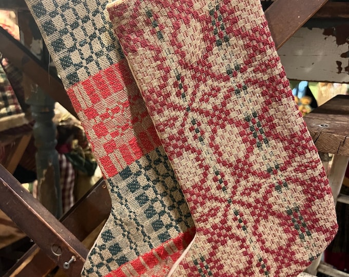 10x5” coverlet primitive stocking