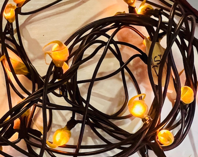 Hand dipped silicone teeny rice lights electric “MUSTARD”