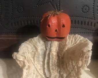 primitive grubby halloween pumpkin doll