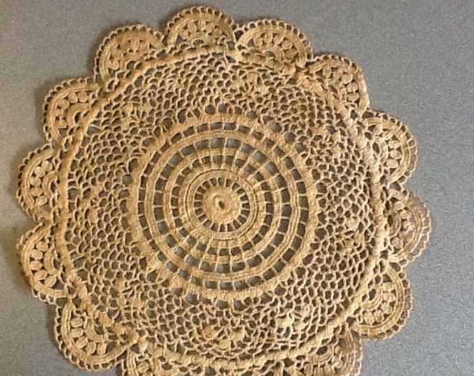 12" wide antique tea dyed doily