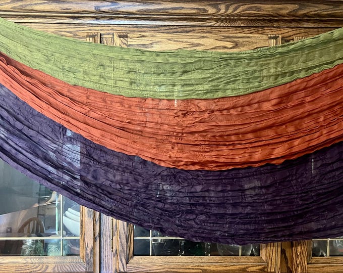 Tea stained Primitive FALL Halloween banner Garland Gauze bunting scarf Cheesecloth runner