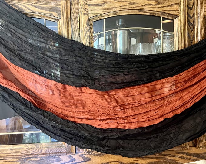 Tea stained Primitive FALL Halloween banner Garland Gauze bunting scarf Cheesecloth runner