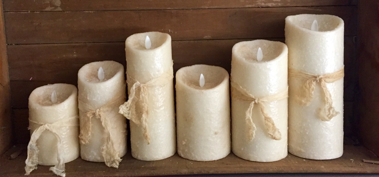 3.5x 7 Primitive moving flame flameless TIMER pillar candle