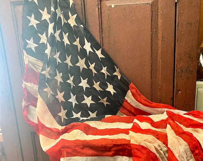 Primitive hand dyed Scarf Americana Red White and Blue Gauze FLAG Cloth Patriotic Memorial Day Cheesecloth grungy