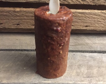 Raggedy Junction 1.5x3" Primitive moving flat top flame flameless TIMER  votive candle