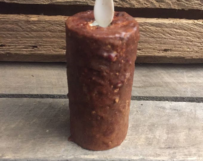 Raggedy Junction 1.5x3" Primitive moving flat top flame flameless TIMER  votive candle