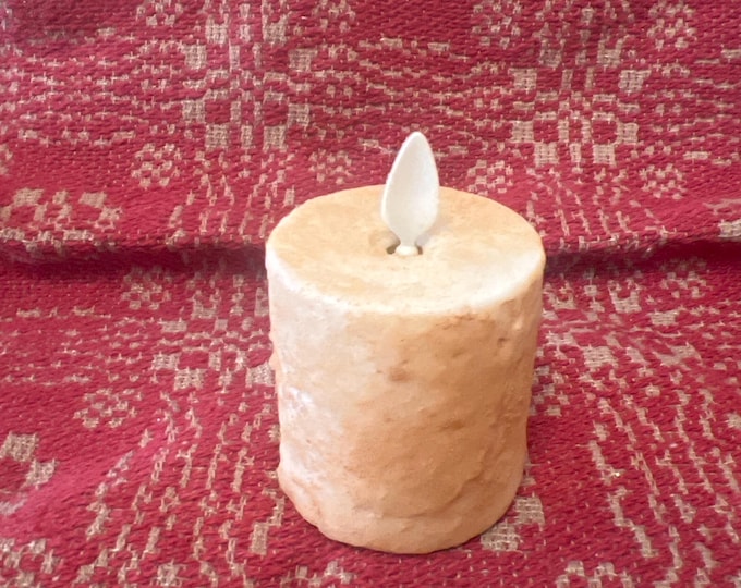 2x3.2”  Primitive “NEW SIZE” flat top moving flame TIMER jumbo tea light Raggedy Junction