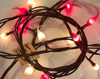 Raggedy Junction "red & white" Electric hand dipped primitive silicone teeny rice lights