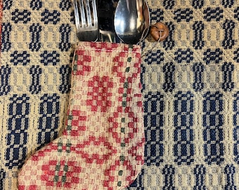 6-1/2x5” coverlet primitive stocking