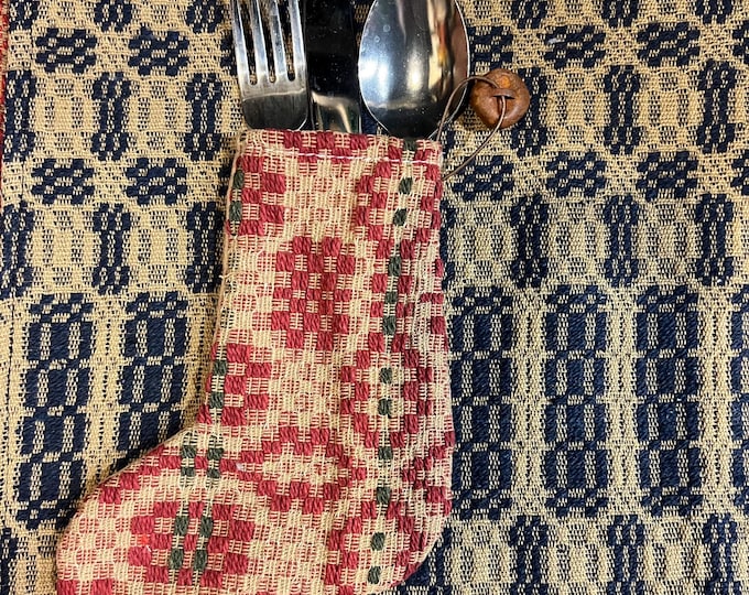 6-1/2x5” coverlet primitive stocking