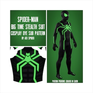 Spider-Man Dye Sub Pattern Big Time Stealth Suit Cosplay Bodysuit Male/Masculine