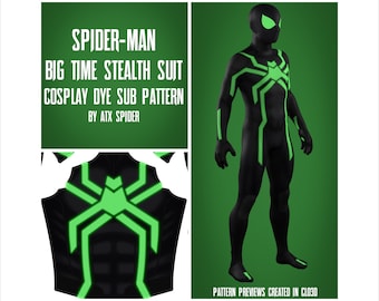Spider-Man Dye Sub Pattern Big Time Stealth Suit Cosplay Bodysuit Male/Masculine