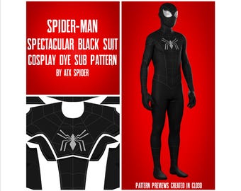 Spectacular Spider-Man Dye Sub Pattern Black Suit I Cosplay Bodysuit Male/Masculine