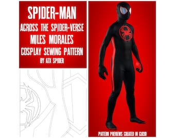 Spider-Man Sewing Pattern Miles Morales Across the Spider-Verse Superhero Mens/Masculine Cosplay Bodysuit