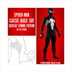 Spider-Man Classic Black Suit Sewing Pattern Symbiote Cosplay Bodysuit