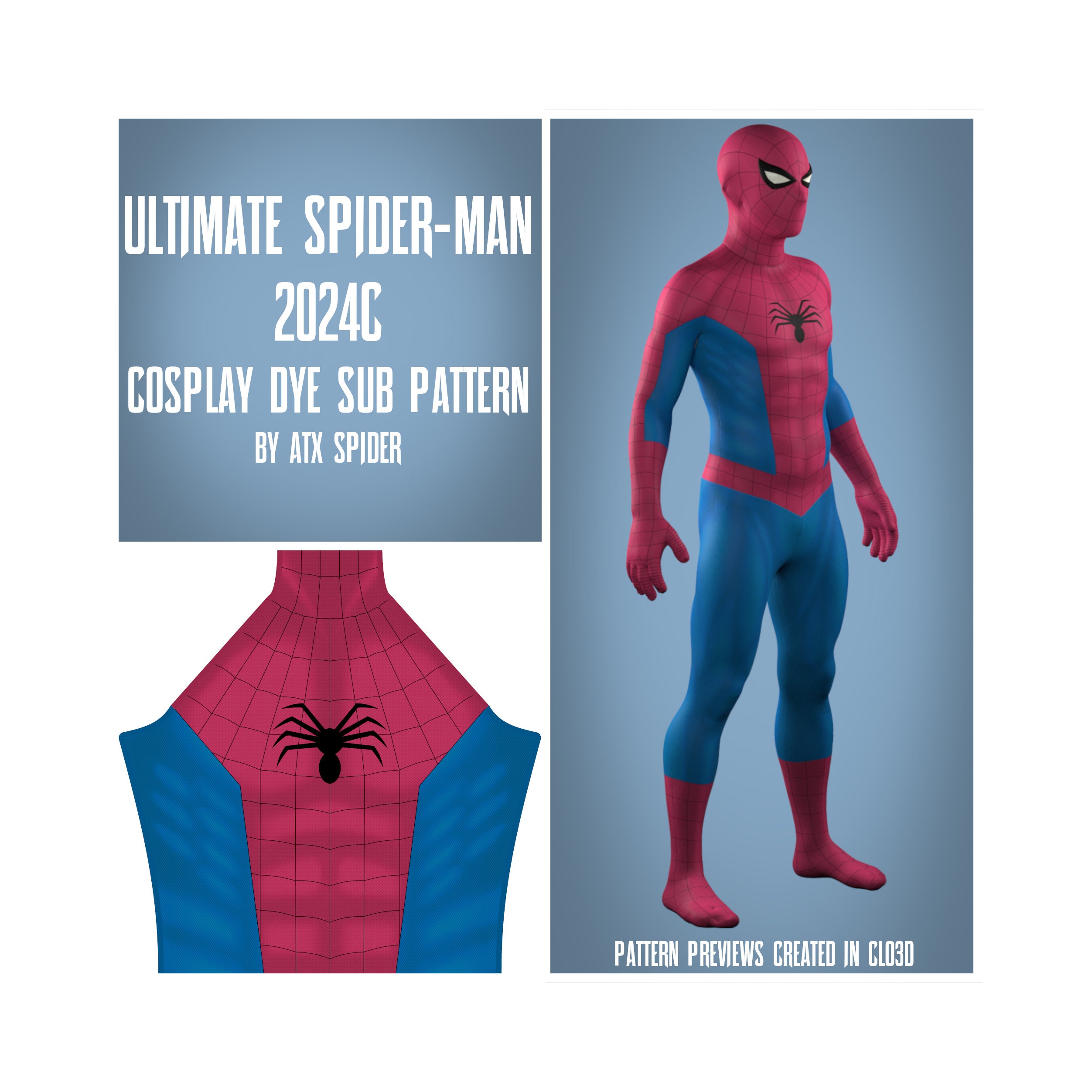 Ultimate Spiderman 2024 Dye Sub Pattern Male Superhero Cosplay
