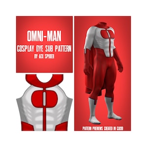 Omni-Man Dye Sub Pattern Invincible MK1 Male Cosplay Bodysuit and Cape