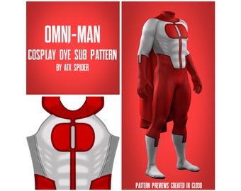 Omni-Man Dye Sub Pattern Invincible MK1 Male Cosplay Bodysuit and Cape
