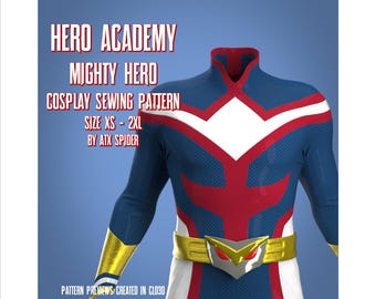 Hero Academy Mighty Superhero Cosplay Sewing Pattern Mens/Masculine Bodysuit