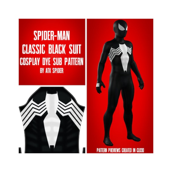 Spider-man Classic Black Suit Dye Sub Pattern Symbiote Cosplay