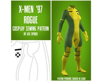 X-Men '97 Rogue Sewing Pattern Womens/Feminine Cosplay Bodysuit