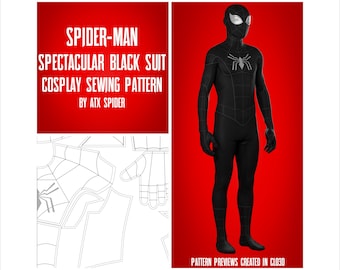 Spectacular Spider-Man Sewing Pattern Black Suit I Cosplay Bodysuit Male/Masculine