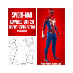 Spider-Man Sewing Pattern Advanced Suit 2.0 Cosplay Bodysuit Male/Masculine