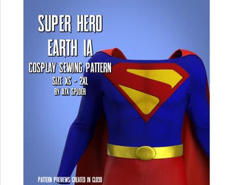 Super Hero Earth 1A Cosplay Sewing Pattern Mens Masculine Bodysuit