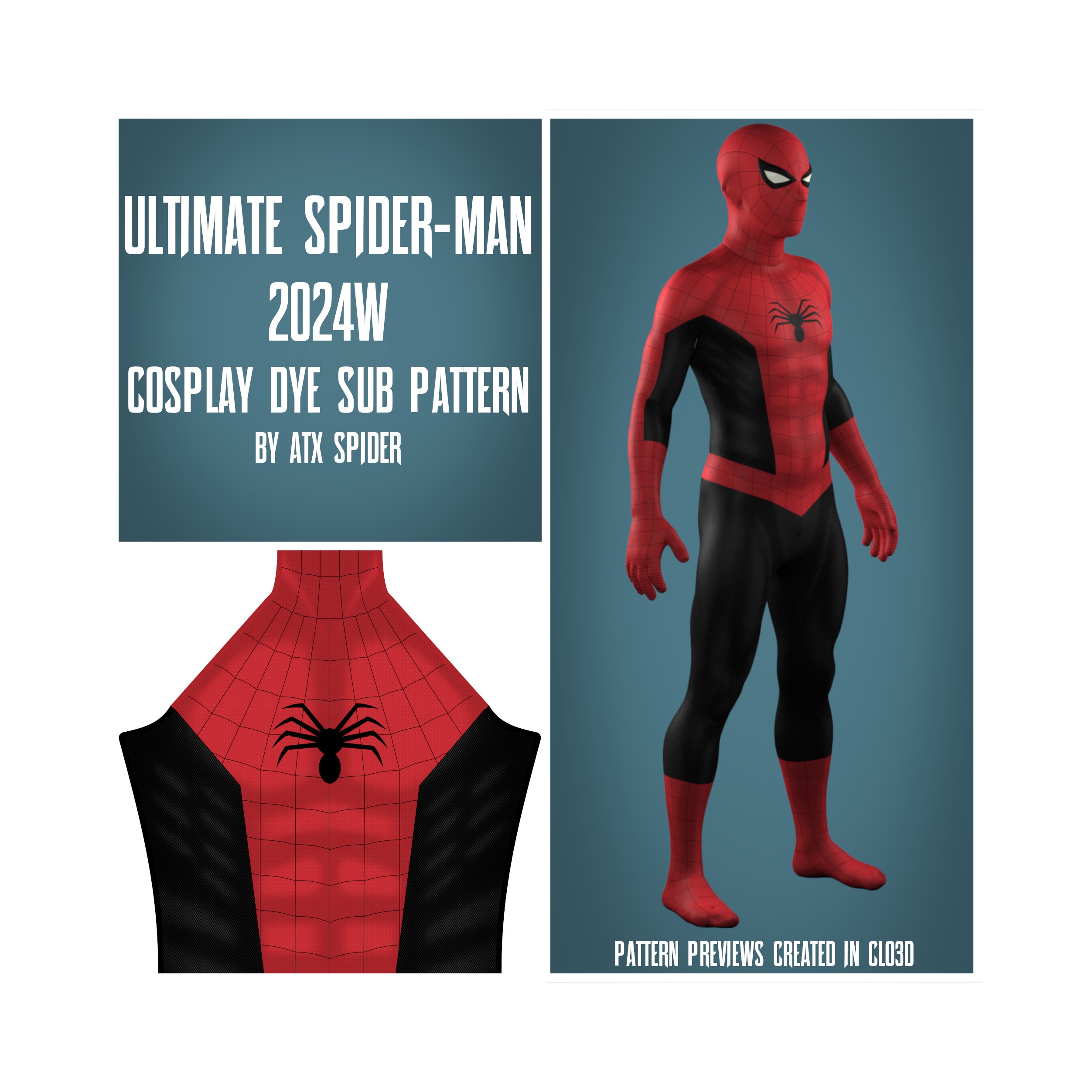 Ultimate Spider-man 2024 Dye Sub Pattern Male Superhero