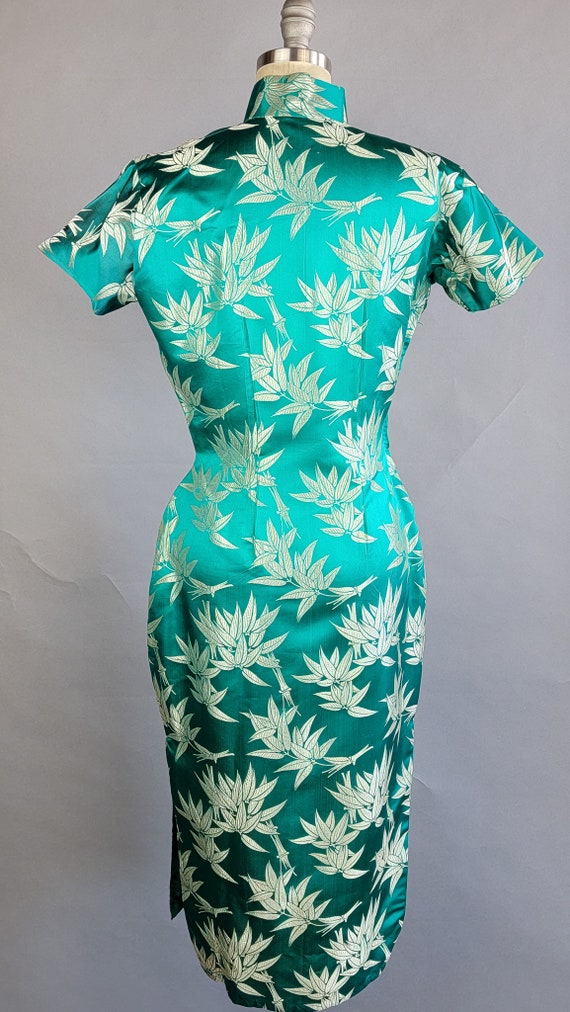 1950s Cheongsam Dress / 1950s Green Silk Cheongsa… - image 5