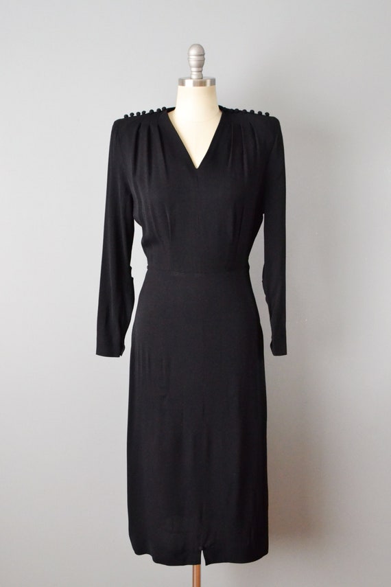 1940s Black Dress With Detachable Apron / 40s Bla… - image 2