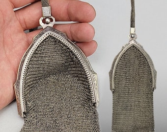 Edwardian Steel Mesh Purse / Flapper Purse / Antique Purse / Mesh Purse