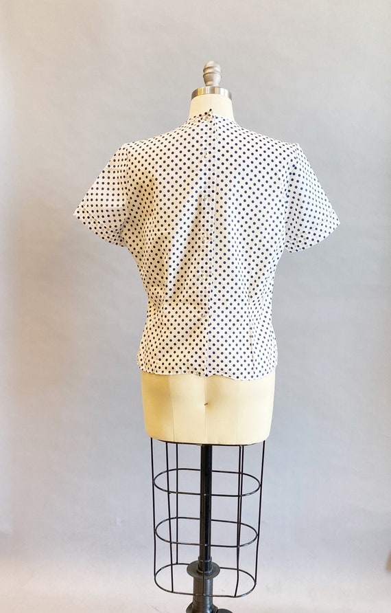 1950's Polka Dot Blouse / 1950's Suit Blouse / Bl… - image 5