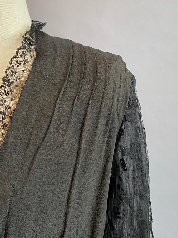 Black Victorian Blouse / Black Silk Blouse / Edwa… - image 5