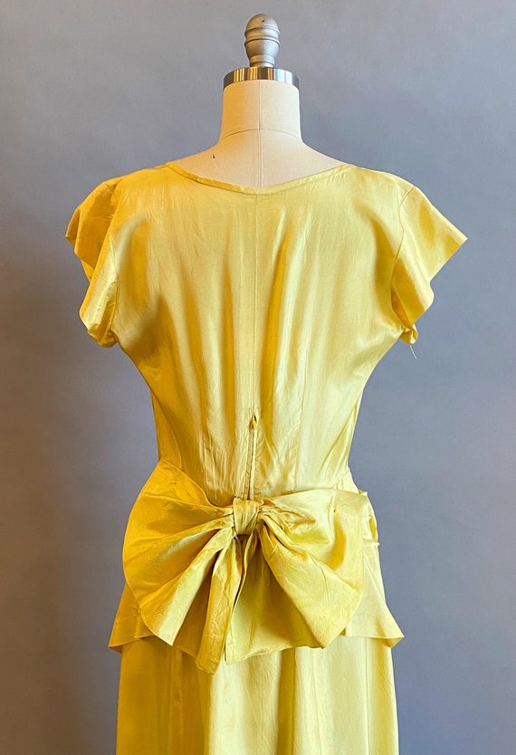 1930s Taffeta Dress / 1930s Yellow Gown / 30s Dress /… - Gem
