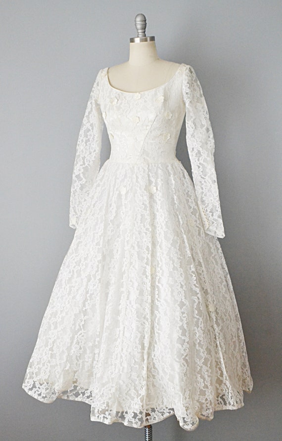 1950s Wedding Dress / Short Wedding Dress / Brida… - image 3