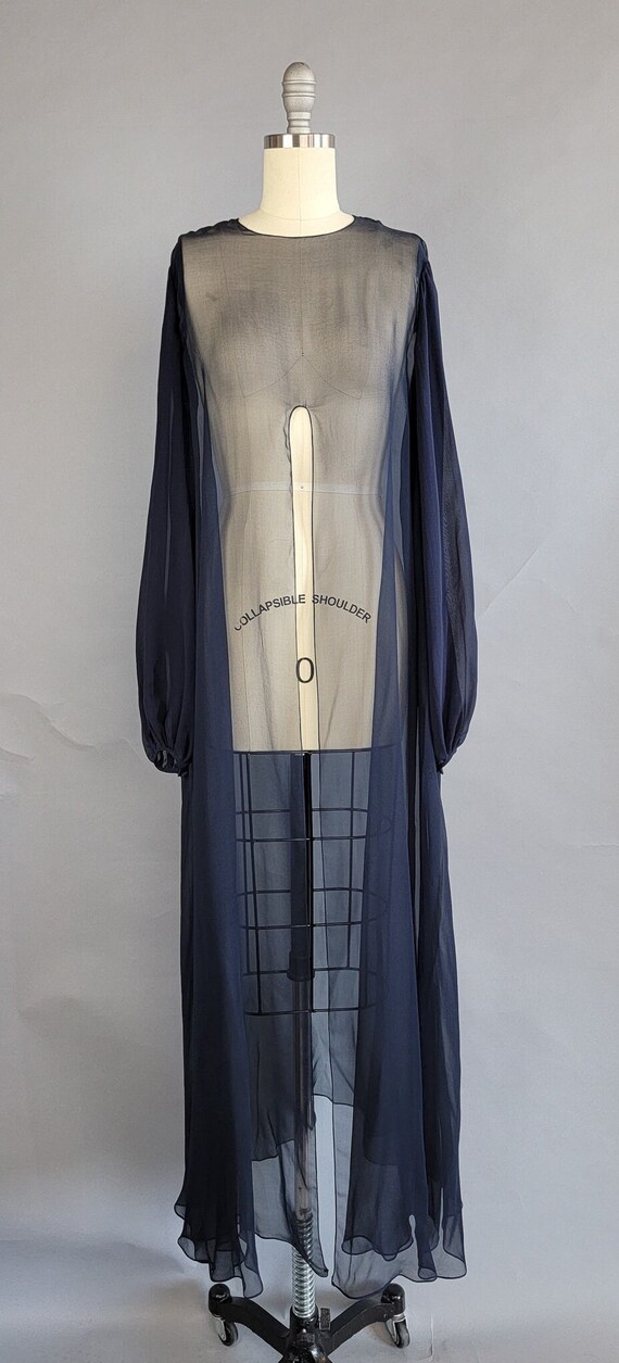 1960s Silk Chiffon Turquoise Bead Gown
