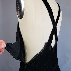 1930s Silk Velvet Gown / 1930s Black Silk Velvet Strappy Bias Cut Gown ...