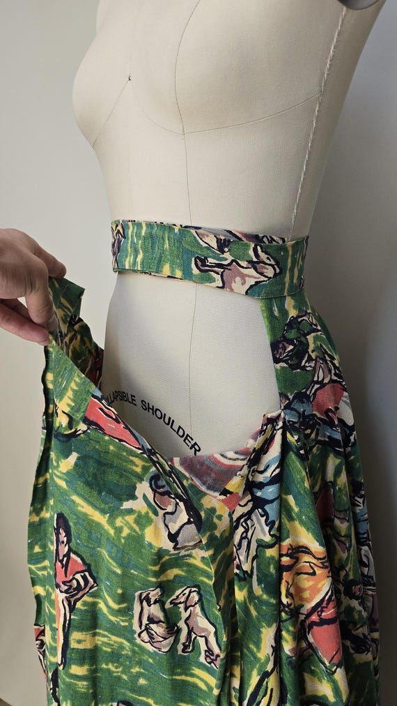1950s Circle Skirt / Hand Painted Mexican Skirt /… - image 3