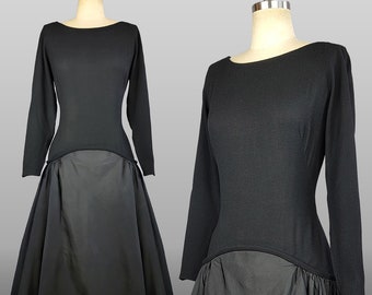 Pauline Trigère Dress / 1960s Cocktail Dress / Balloon Hem Dress / Pauline Trigère / Black Party Dress / Size Medium Large