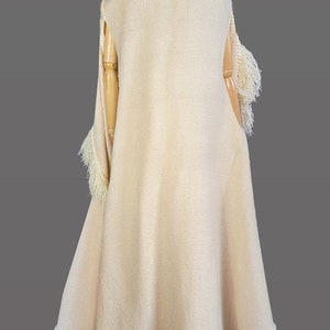 Handwoven in Mexico /1970s Cream Maxi Skirt and Fringed Vest / Embroidered Mexican / Size image 2