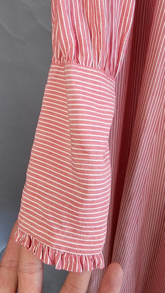 1940s Dress / Ranch Dress / Red Pinstriped Shirtw… - image 6